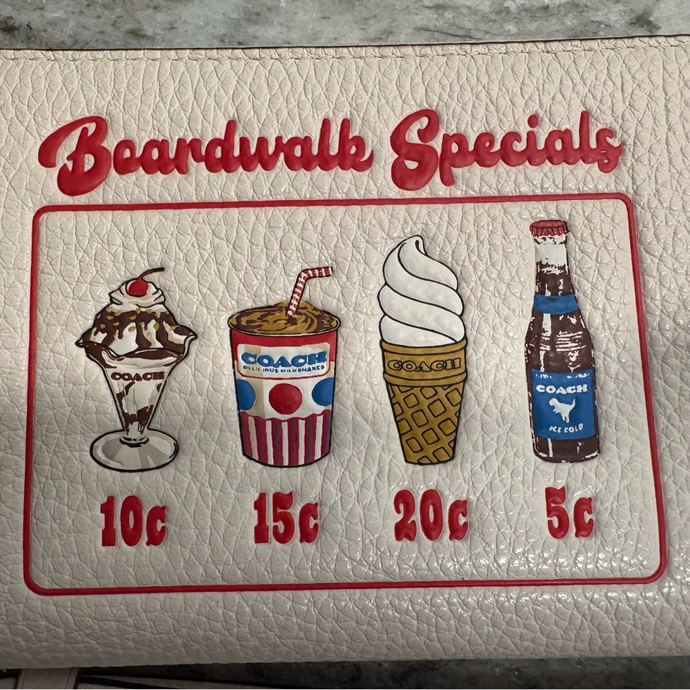 Coach Cream 'Boardwalk Specials' Graphic Clutch with Red Accents